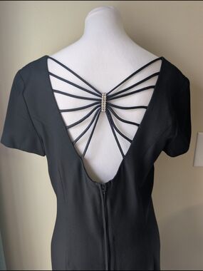 Vintage 90s ONYX Nite Open Back Black Dress Whimsigoth Formal